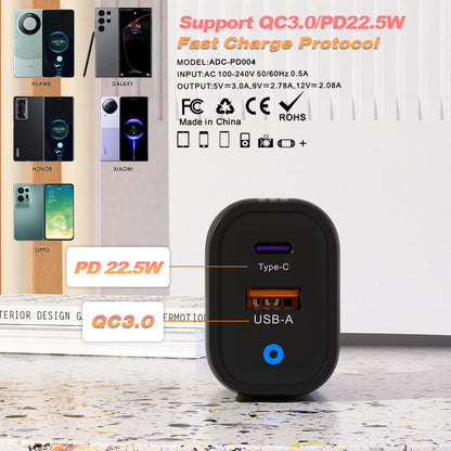 For Iphone 15 16 Pro Max Samsung Fast Charging 22.5W USB-C PD Plug Charger Cable