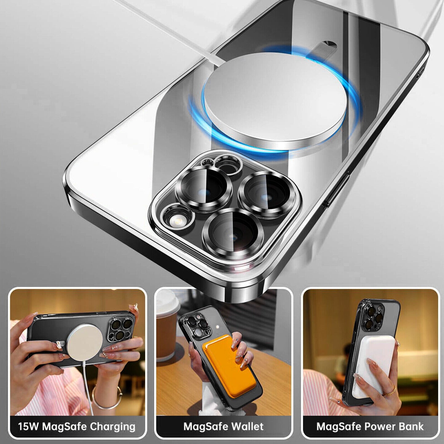 Lens Glass + Magsafe Case for Iphone 17 Pro Max 16 Pro 16E 15 plus 14 13 12 SE 7