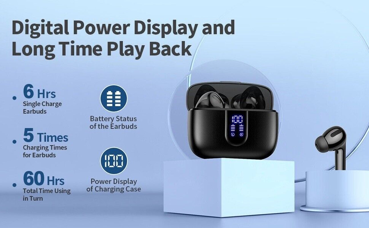 Wireless Earbuds Bluetooth 5.3 Headphones Waterproof Noise Cancelling